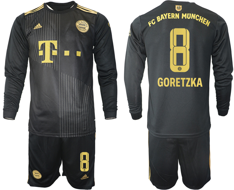 Men 2021-2022 Club Bayern Munich away black Long Sleeve #8 Soccer Jersey->bayern munich jersey->Soccer Club Jersey